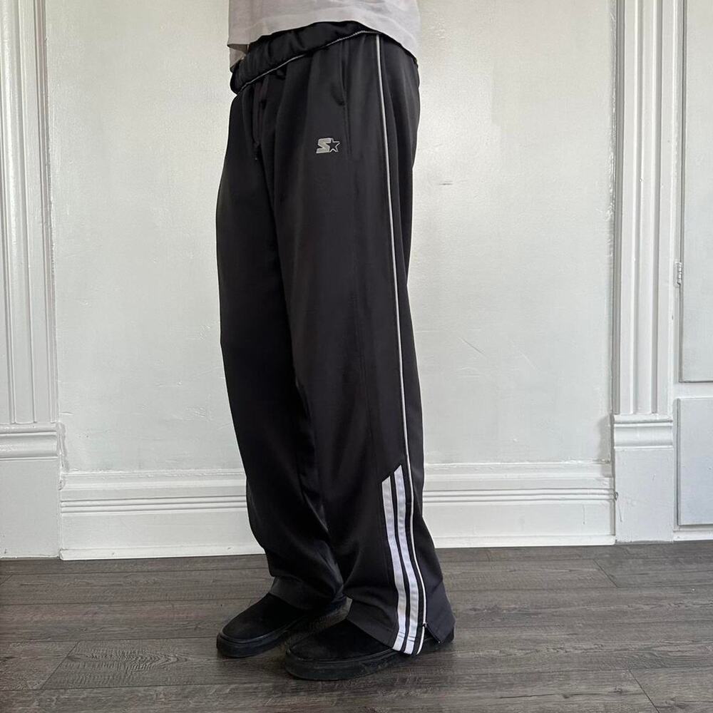Vintage Y2K 00s Starter Sporty Baggy Striped Grey Zip Track Sweat Pants